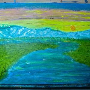 Vibrant Sunset River Canvas Art